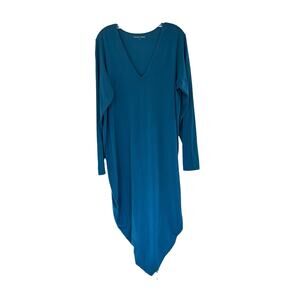 Universal Standard Shirt Dress Teal Iconic Plus Basic V-Neck Geneva Size 14/16